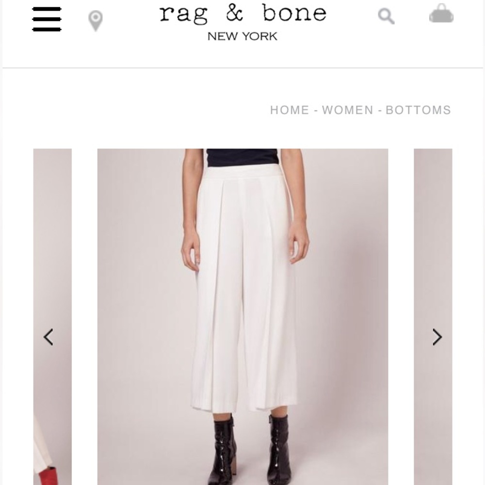 Rag & Bone Rowe White Wide-Leg Pants